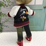 アウトレット商品　オビツ１１　スカジャン　黒ｘ白（赤太陽と白富士）