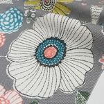 10番キャンバス生地｜110×50cm｜北欧風花柄と鳥さん｜グレー｜コットン｜生地｜手芸｜綿｜帆布風