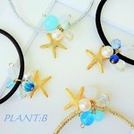 《お値下げ》スターフィッシュとガラスビーズのサマーヘアゴム（４色展開）