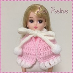 ベビーピンク×白 ケープ【リカちゃん・オビツ・ブライス等】ドール用