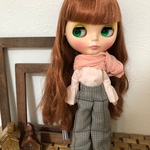 【送料無料】リカちゃん/ブライス  ボリューム袖トップス、ワイドパンツ、ストールセット