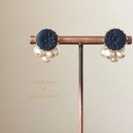 新作＊lace 〜dark blue & pearls catch〜