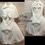 即納品*特別価格♪ケープ付きプリンセスラインお嬢様ロングコート★オフ白×オフ白レース