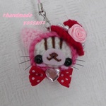 あみぐるみストラップ★バラパール帽子のにゃんこ