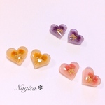 ＊かすみ草ハートのノンホールピアス.ピアス＊