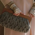 木製がまぐち　アランニットバッグ　*kurumi・GRY*