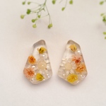 ドライフラワーピアス/イヤリング〈clear×orenge〉
