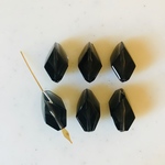 Vintage Clear Black Diagonal Faceted Beads