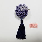 つまみ細工の髪飾り　小菊　紫