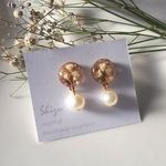 ＊送料無料＊かすみ草のパールピアス/イヤリング　ＬＢ