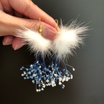 かすみ草ピアス～ファーBLUE～