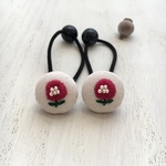 北欧 花 刺繍 キッズ  ペアヘアゴム 