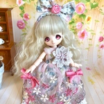 【セール】オビツ11サイズ 大きなお花のピンクドレスセット