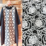 ◆半袖可◆刺繍クラシカルローズ　　ワンピース　黒 