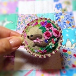 🌹🐶🌹バラとレッドワンコちゃんブローチ