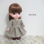ソランちゃんのシンプルワンピース(グレー)  ソランちゃん服  メルちゃん服  ソランちゃん  メルちゃん