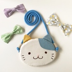 ふんわり☆ねこさん ポシェット風　青みけさん