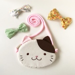 ふんわり☆ねこさん みけさんポシェット風　みけさん×ピンク