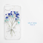＊水色×青かすみ草押し花スマホケース＊