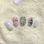 雪だるまとツリーネイル