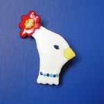 七宝焼・赤い花をつけた白い鳥