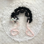 ChatonWeegie ブローチ付き black×baby pinkのヘッドドレス