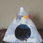 送込！猫柄水色※プチ△ハウス選べるガーランド
