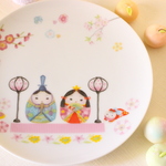 ひな祭り🎎ころんとかわいいお雛様の１９㎝プレート「ポーセラーツ」