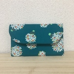 ★【通帳ケース】2つポケット♪グリーン（水色ストライプ）