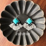 【誕生石12月】トルコ石（ターコイズ）〜ビーズ刺繍ピアス/イアリング（ターコイズブルー）