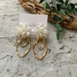 フラワーダブルリングピアス