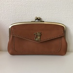 【b様ご予約品】ふっくらマチ＆猫さんホックの外ポッケ付き本革親子がまぐち長財布