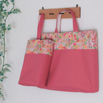 《完成品》 リバティ 大きめレッスンバッグ＆上履き袋2点セット【Margaret Annie】ピンク
