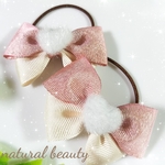 再販1★🆕キッズ用✨Merry Christmas♡ゴールドのシャイニーピンクリボンのヘアゴム