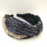 LINTON TWEED♡ナチュラルカラー♡パープルリボンアクセント♡アシンメトリーカチューシャ♡幅広