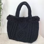 アラン模様風トートバッグ【ブラック】