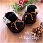 ꫛꫀꪝ✼Antique Style✻Dark Brown✻Baby Shoes/０歳からのベビーシューズ/ルームシューズ
