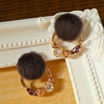 エコファーとビジューのピアス/イヤリング