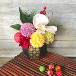 ♡再入荷！♡胡蝶蘭とピンポンマムのアレンジ　和風　お正月アレンジ
