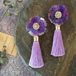 パープルグラデーション💜フラワータッセルイヤリング2way