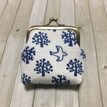 ＊数量限定＊ぷっくり【森と鳥】がま口ポーチ M