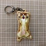 コーギー木製キーホルダー（ばんざい）