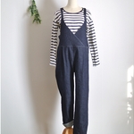 【ya**様ご予約品】テーパードカシュクールサロペット 児島デニム【LadiesM～L】