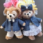 ダッフィー＆シェリーメイのお洋服♪デニムウェディング♪ぬいぐるみバッチ用