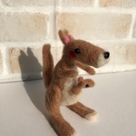 親子カンガルー 羊毛フェルト