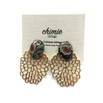 【TIME SALE】【 chimie vintage collection- 291 】ドイツヴィンテージペイズリー柄とゴールドレースイヤリング・ピアス