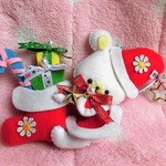 【ストラップ】　クリスマスのおすわりくまさん　