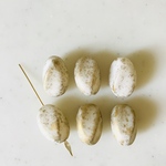 Vintage White Gold Marble Oval Beads