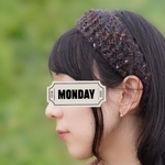 手編みヘアバンド（ダークマーブル）