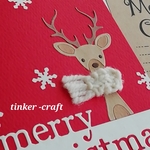 トナカイさんマフラーの封筒クリスマスカードRDWT